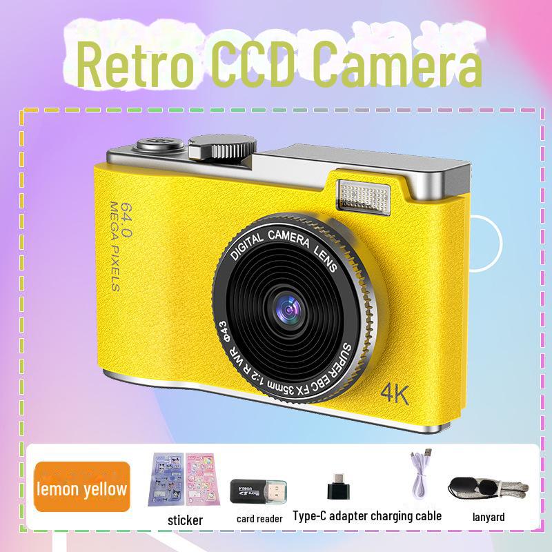 Retro Style 4K HD Dual Camera: Trendy Portable Digital Camera for Students