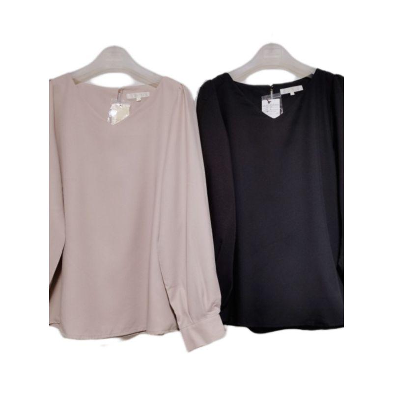 Export Daily Order Tail Goods V Neck Pullover Long Sleeves Shirt Women's Pure Color Fashion Commuter Professional Bottoming Shirt 2023 Spring Clothes