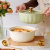 Cuenco de sopa de cerámica Muju de doble asa con tapa