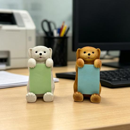 Dog Memo Pad Dispenser Resin Cute Dog Desktop Stick Note Holder for School Home Office Desk Accessories