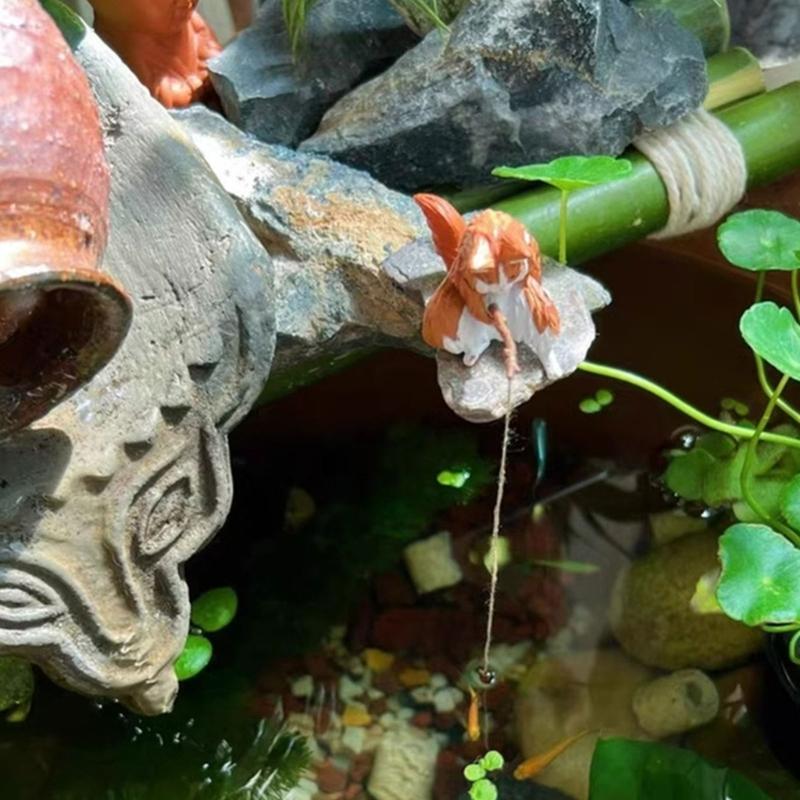 Dekorative Harze Aquarien Akzente Detaillierte Anglerkatzen Blatt Marienkäfer Ornamente zur Personalisierung von Heim- und Bürodekorationen