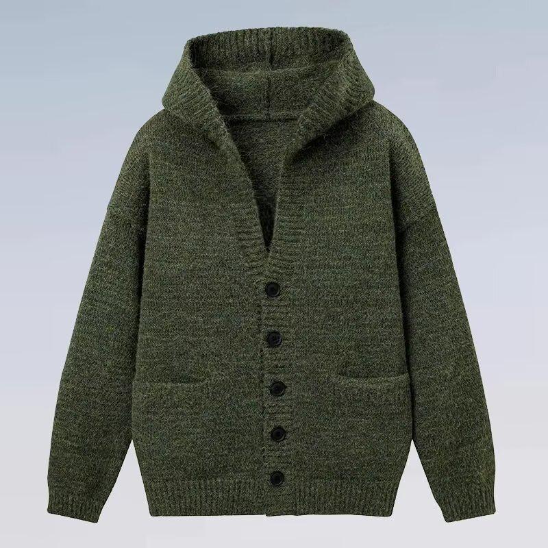 Мужской высококачественный ретро вязаный кардиган в японском стиле - Осенне-зимний халат-свитер XL [130-140 jin]