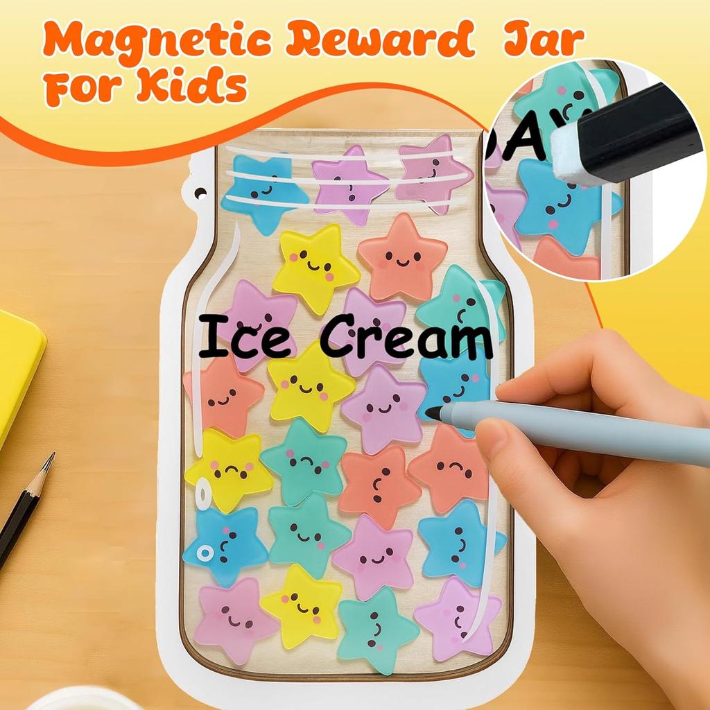 Yoink Reward Jar for Classroom Board, Magnetic Star Jar Incentive System for Kids with 24 Colorful, Classroom Positive Behavior Jar for Kids, Potty