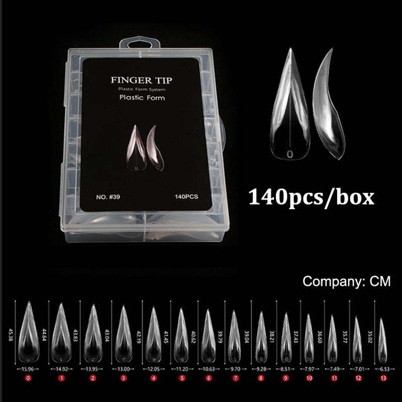 

140 шт./коробка Изогнутые стилеты 3D Коготь орла Ногтевые двойные формы для наращивания полигелем Ногти-когти Скульптурные ногти Полное покрытие Формы one size