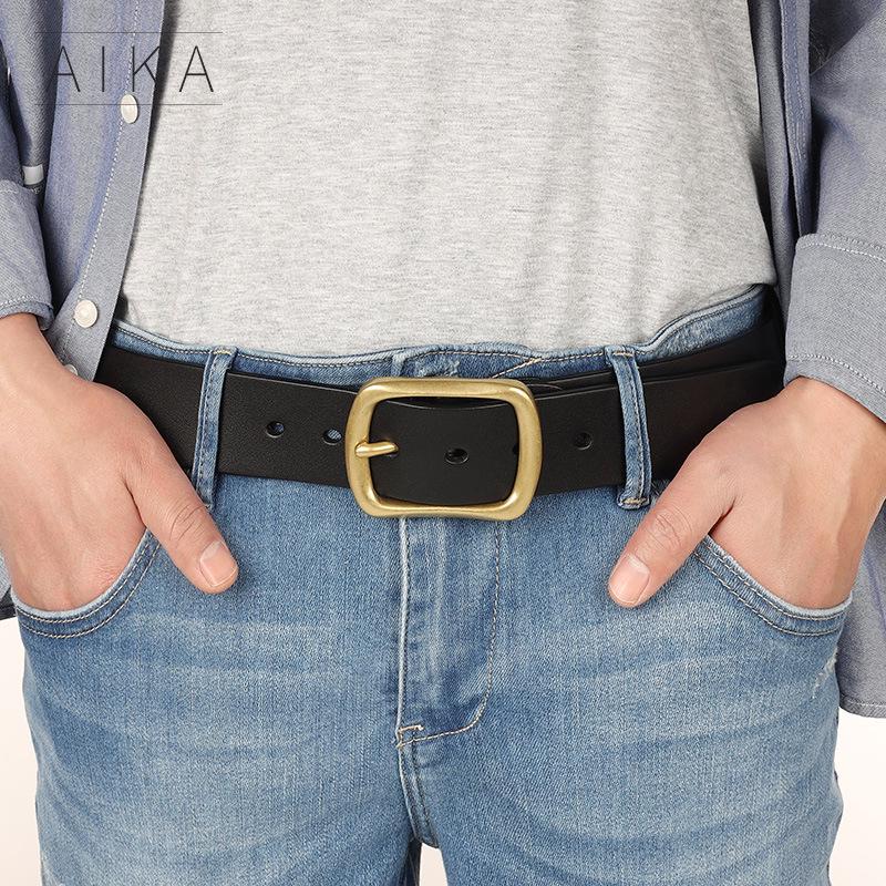 Paul Genuine Leather Men's Belt - Pin Buckle Casual Waistband for Middle-Aged and Young Business, Versatile and Fashionable.
