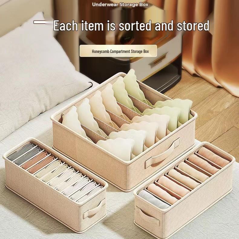 Dorm Underwear & Socks Organizer: Three-in-One Drawer Storage Box for Bras and Underpants