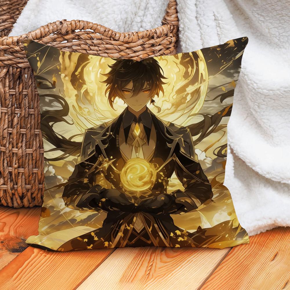 Game Genshin Impact Zhongli Pillow Case Home Cushion Cover Suitable For Office Sofa Car Suitable For All Seasons