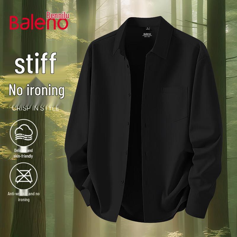 

Baleno Men s Solid Color Long Sleeve Button-Up Shirt