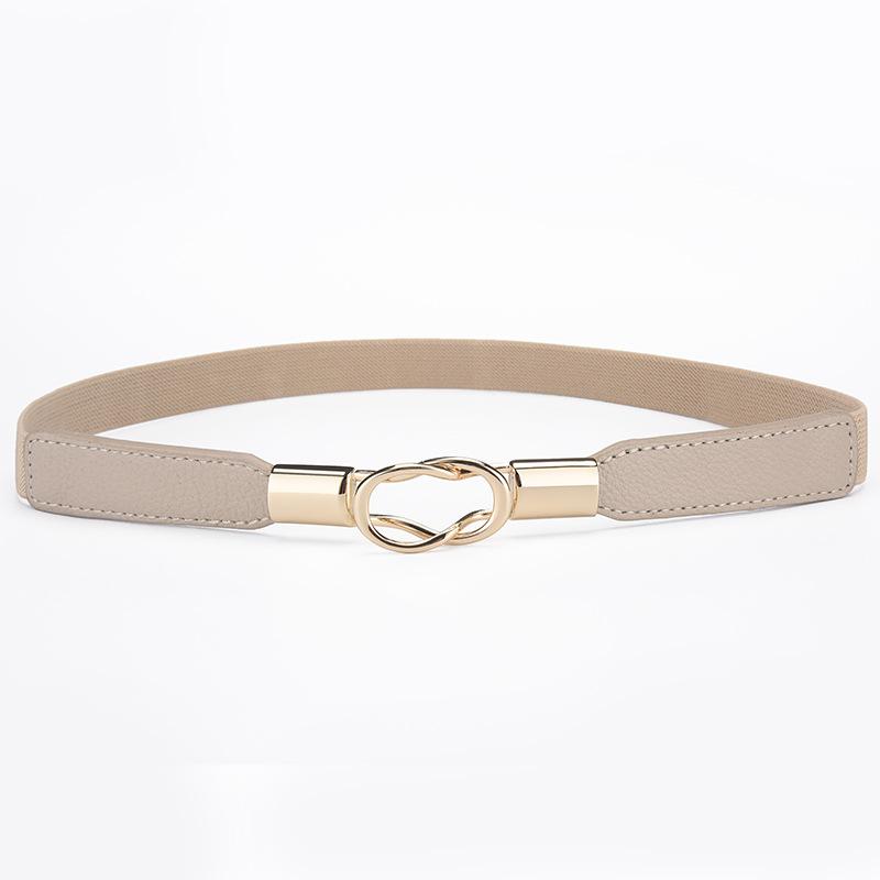 Button Thin Belt Women'S Decorative Waist Seal With Skirt Retro Elastic Elastic Narrow Belt Waist Black