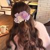 Korean Style Purple Mesh Vertical Clip Elegant Women Ponytail Holder Flower Banana Clip  Female
