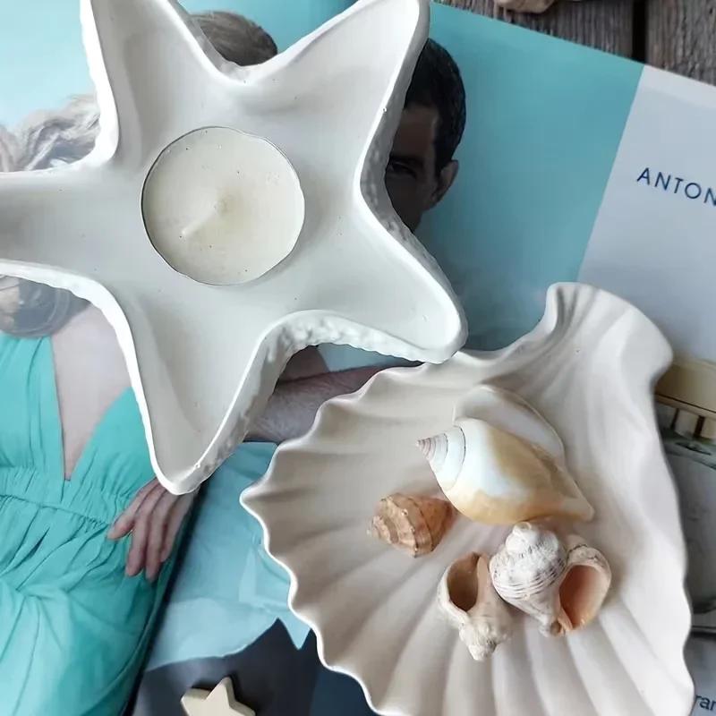 Latest Model Starfish Dish Silicone Mold Starfish Jewelry Storage Tray Gypsum Mold DIY Shell Conch Concrete Resin Mold Home