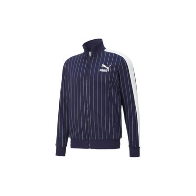 Pinstripe Full-Zip Casual Stand-Collar Fleece Jacket Men Jackets Navy 530177-06