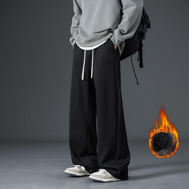 

Зимние толстые теплые шерстяные спортивные брюки больших размеров, мужские широкие свободные спортивные повседневные хлопковые прямые брюки для бега 8XL чёрный