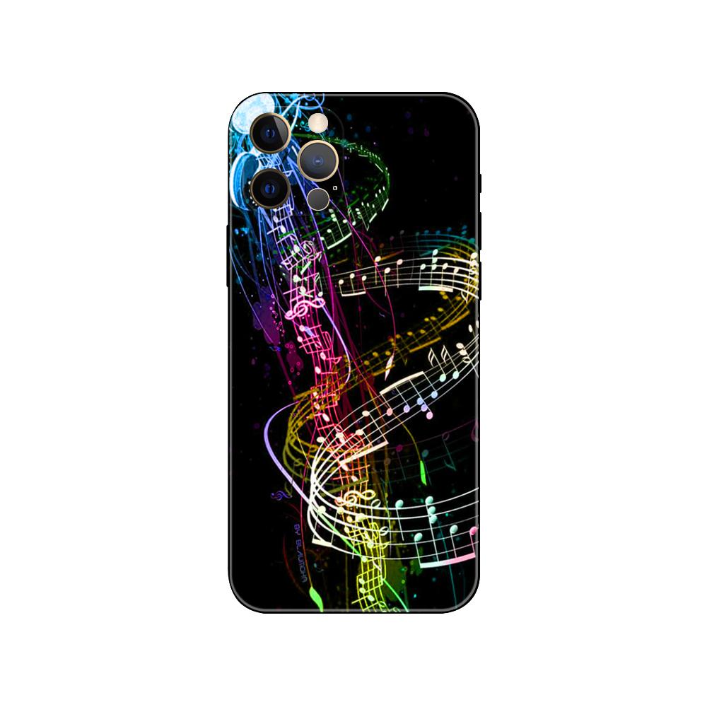 Musikalische Noten Violine Klassisch Handyhülle für iPhone 5s 2020se 6s 7 8 plus x 10 XR XS 11 12 13 mini pro MAX schwarz TPU Rückseite