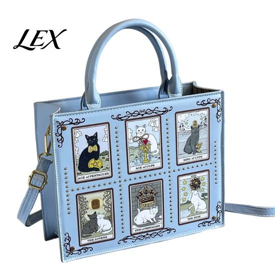 Unique Cute Cat Print Tote Women Bag, Faux Leather Shoulder Artistic Patterns, Casual Bag Stylish Crossbody Handbag for Work Daily Use Vintage Pattern