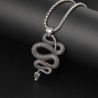 Hot Selling Fashionable Mens Snake Necklace with European and American Antique Titanium Steel Carving Trendy Mens Necklace