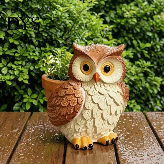 Artistieke Bureaubloemhouders Leuke Cartoon Uil Planter, Kleine Hars Plantenpot, Decoratieve Micro Landschap Plantenpot voor Vetplanten, Binnen Tuin