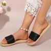 Fashion Fashion Braided Pu Leather Slides Women Plus Size Open Toe Flat Sandals for Woman Summer Comfotable Slip On Slippers Mujer