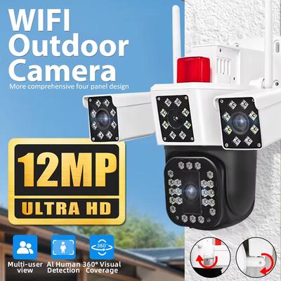 Neue EU 6K 12MP WiFi IP-Kamera für den Außenbereich, Panoramaansicht mit drei Objektiven, PTZ-IP-Kamera mit AI-Tracking, Sicherheitsschutz, CCTV-Videoüberwachung