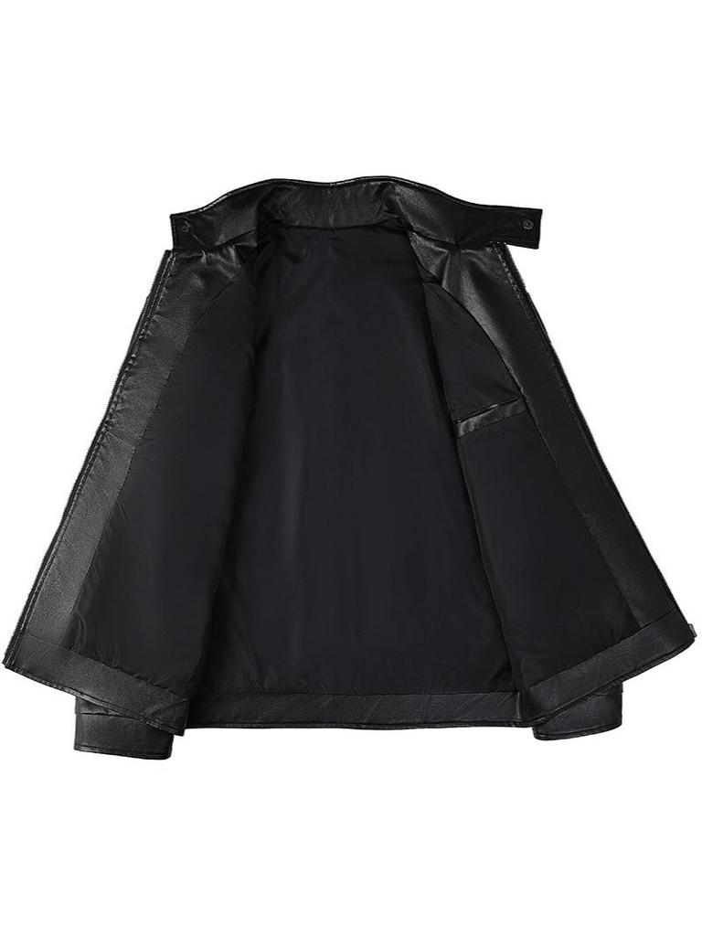 Men's PU Leather Motorcycle Racing Jacket with Velvet Lining - American Style Streetwear Outerwear