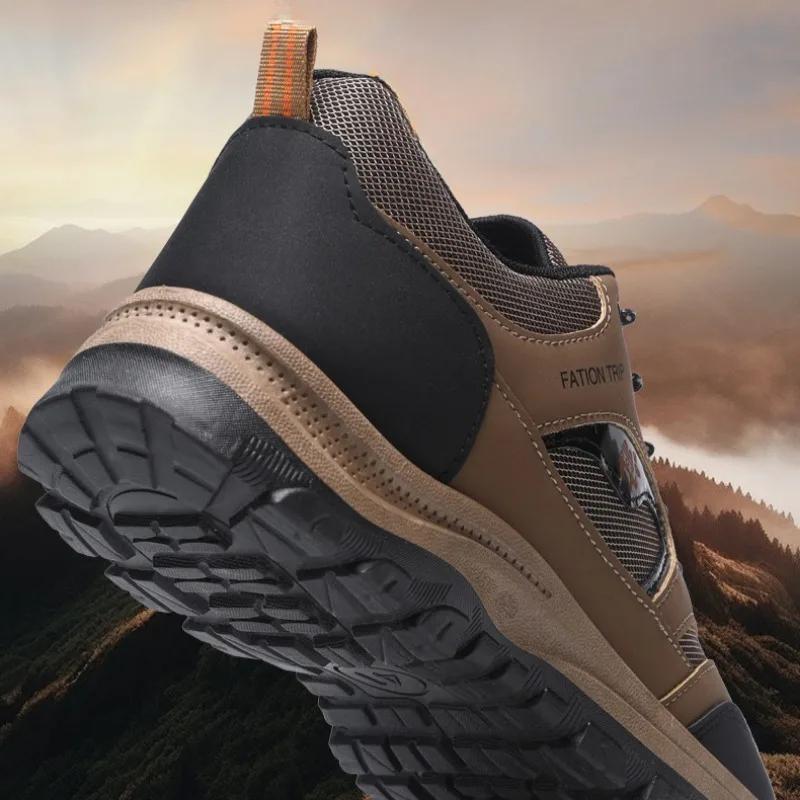 Mode Outdoor Herren Sneaker Klassische Wanderschuhe Herren Leder Freizeitschuhe für Herren Herbst Winter Plateau Trekkingschuhe Übergröße 46