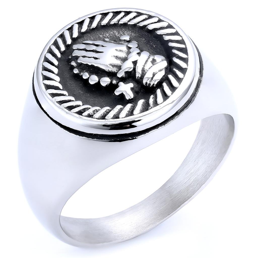 Vařený Černý Leštěný Nerezový Pánský Titanový Ocelový Prsten