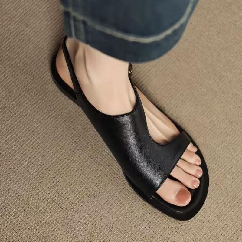 Fashion Concise Gladiator Sandals Retro Handmade Sandals Summer New Split Leather Open Toe Women Flats Shoes Casual Comfy Ladies Sandals
