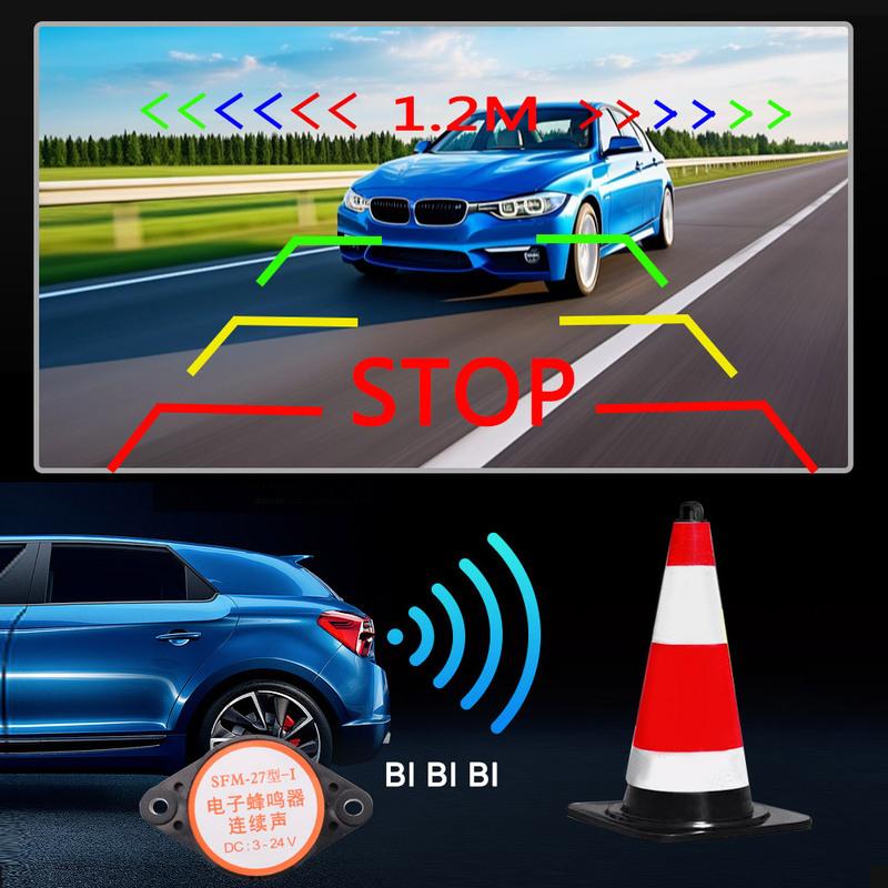 

QMKJ1080P HD Night Vision Parking Radar Detector Sensor 180 Wide Angle Car Parking Camera+buzzer Golden Lens Rear View Camera 12 V