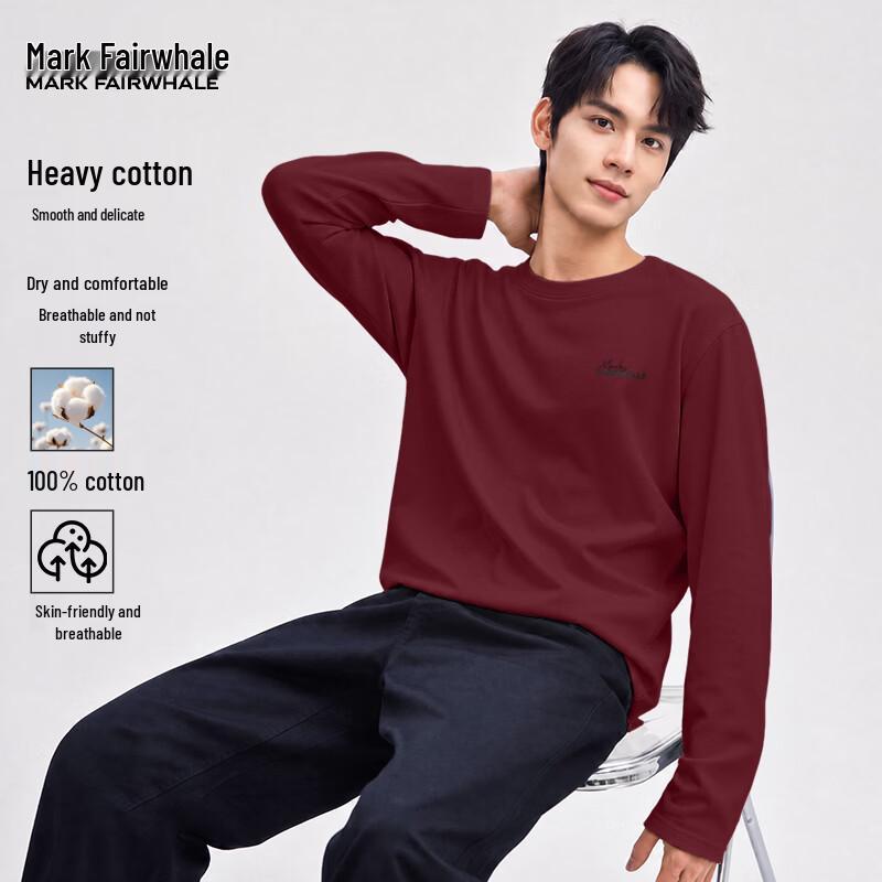 MARK FAIRWHALE Men's Heavyweight Cotton Long Sleeve T-Shirt