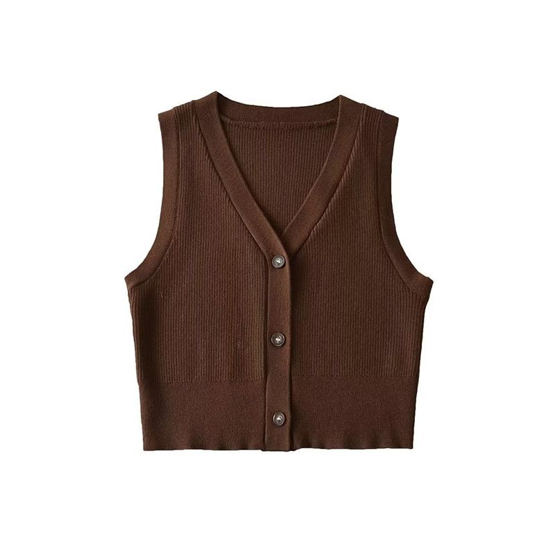 Fashion Style New Autumn Fashion Women's Wear Easiest for Match Preppy Style Single-Breasted V-neck Knitted Vest Sleeveless Vest