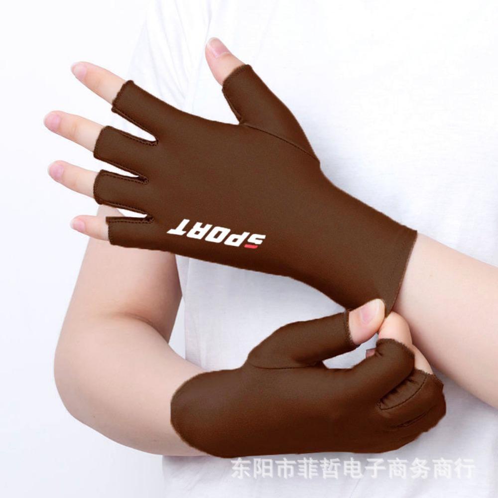 Sunscreen Gloves Men and Women Driving Sweat Fishing Touch Screen Ice Silk Gloves Non-slip Dew Two-finger Riding Half-finger Gloves