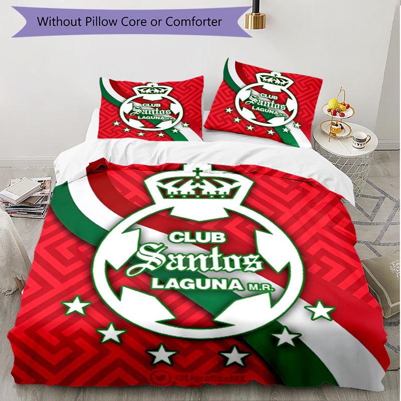 3pcs Duvet Cover Set (1*Duvet Cover + 2*Pillowcase, Without Core), Club Santos Laguna Print Soft All‑Season Bedding Set, Home Bedroom Decor Gift