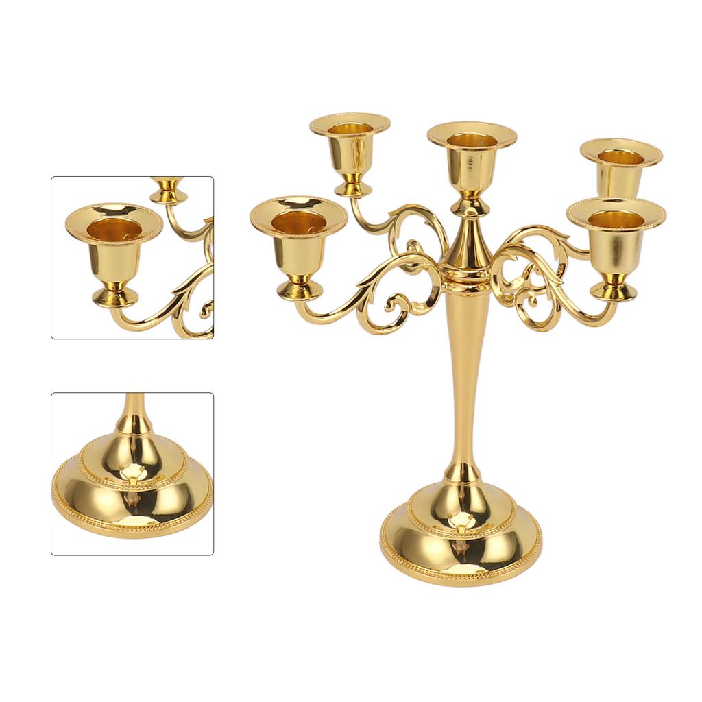 5 Arm Candlestick Holder Iron Retro Decorative Candle Holder Centerpiece for Home  