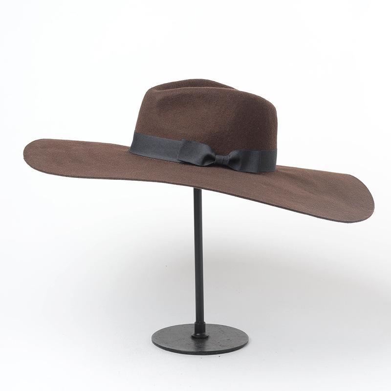 Fashion Elegant Felt Hat Men Wool Big Wide Brim Panama Hat Pie Church Party Winter Fedora for Women