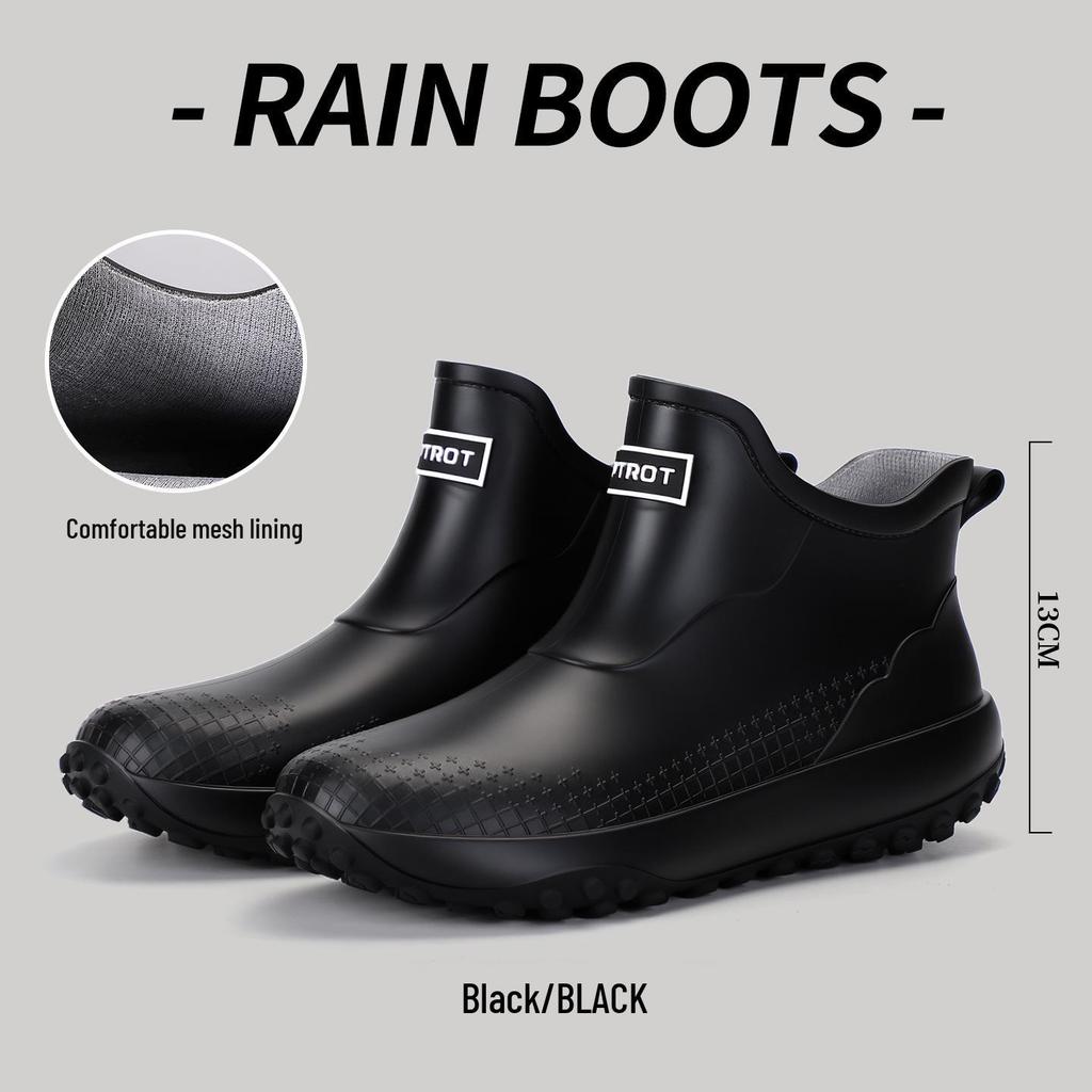 Men's & Women's Non-Slip Waterproof Short Rain Boots with Cotton Lining for Outdoor Use