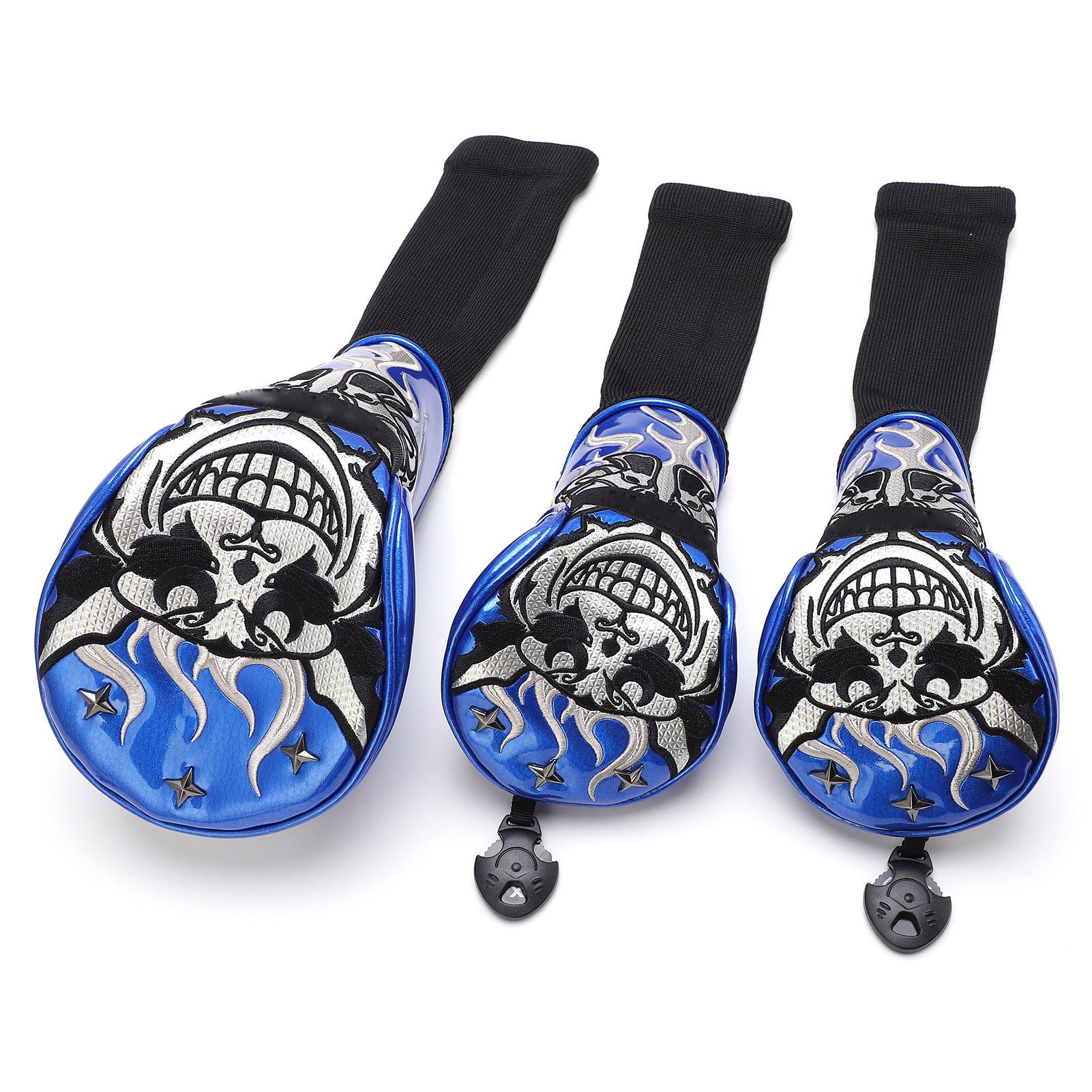 Golf Club Covers Skull Head Wooden Club Headcover Protective Cover for Golf Club No. 1/3/5
