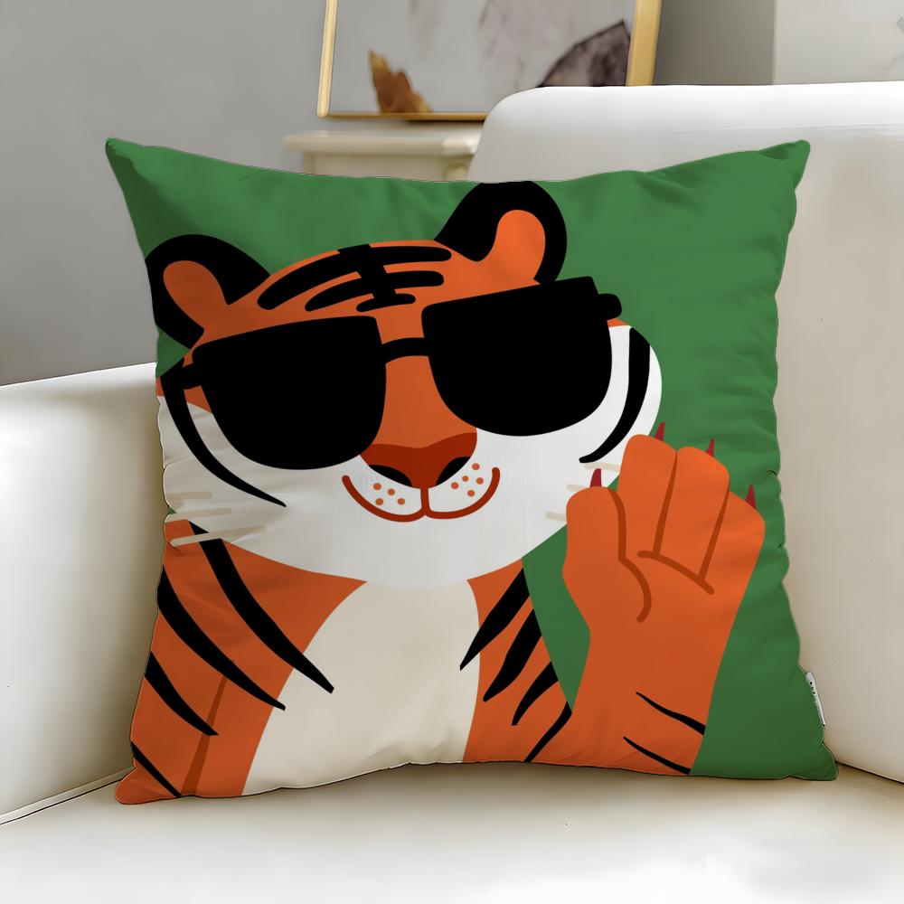 Classic Theme Cartoon Animal Cushion Cover Soft & Easy-Wash Pillow Case – Versatile for Couch, Bed, Travel and Office