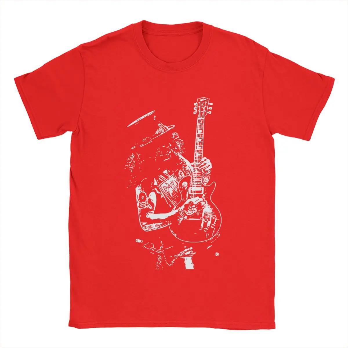 

Slash Guitar Guns N Roses Чоловіча футболка Футболка для відпочинку Футболка з коротким рукавом і круглим вирізом Футболка з чистої бавовни Одяг великих розмірів XL червоний