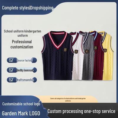 Children's Preppy Style Cotton Sweater Vest - Spring/Autumn School or Kindergarten Uniform