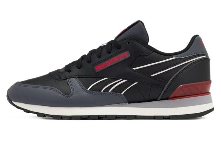 Reebok Classic Leather Clip Амортизация, Износостойкие Низкие Беговые Кроссовки Унисекс Черный Красный 100074395 42.5