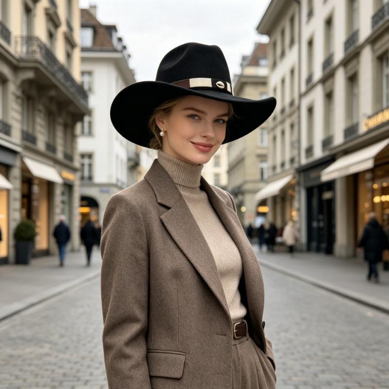 Women S Retro Style Large Brim Adjustable Solid Color Hat