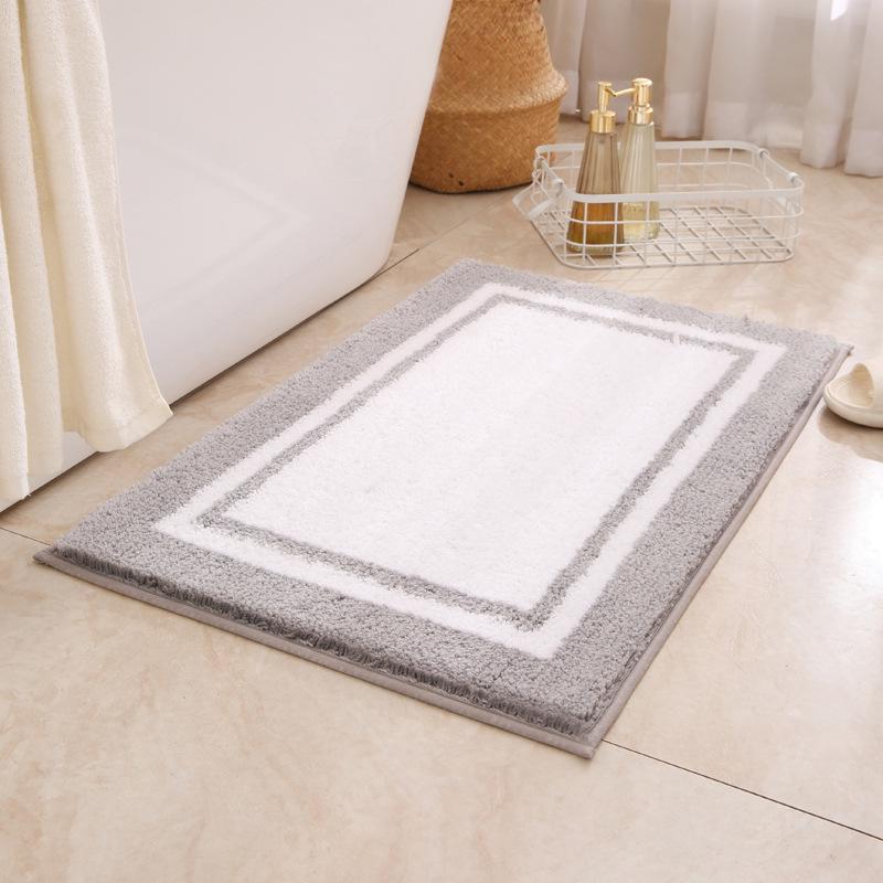 Simple Style Bathroom Water Absorbing Non-slip Flocking Floor Mat