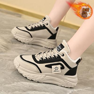 2025 Winter High-Top Samt Dad Shoes Neue Koreanische Version Ins Studentinnen Höhenerhöhende Sport- und Freizeit Baumwollschuhe Q039