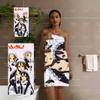 K-ON! Hokago Tea Time Maid Print Beach Towel, Quick Dry Anime Bath Towel, Soft Absorbent Towel for Swimming Camping