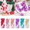 24Pcs Artistic Painted Christmas Baubles Bright Christmas Sphere Hanging Ornament for Festival Home Embellishment