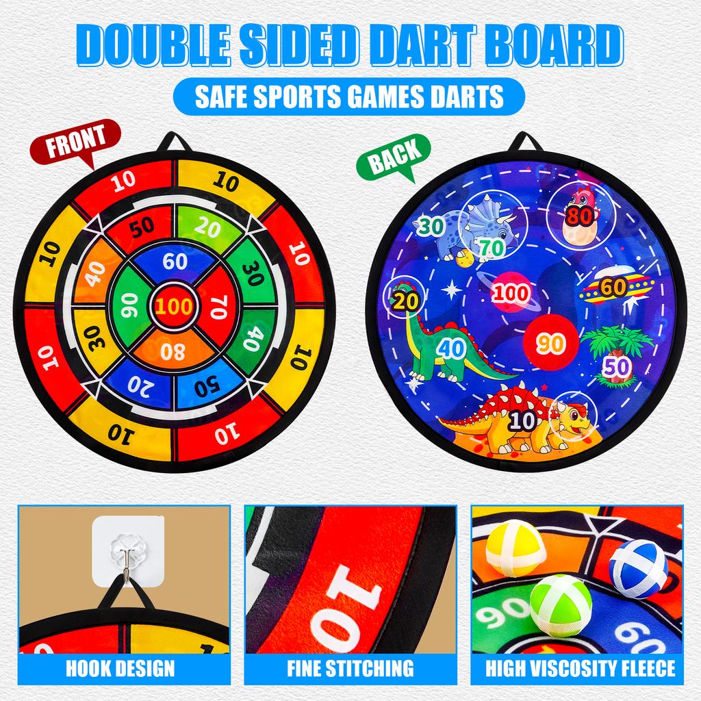 Children's double-sided dartboard featuring sticky balls and darts indoor/outdoor sports fun play party games playthings