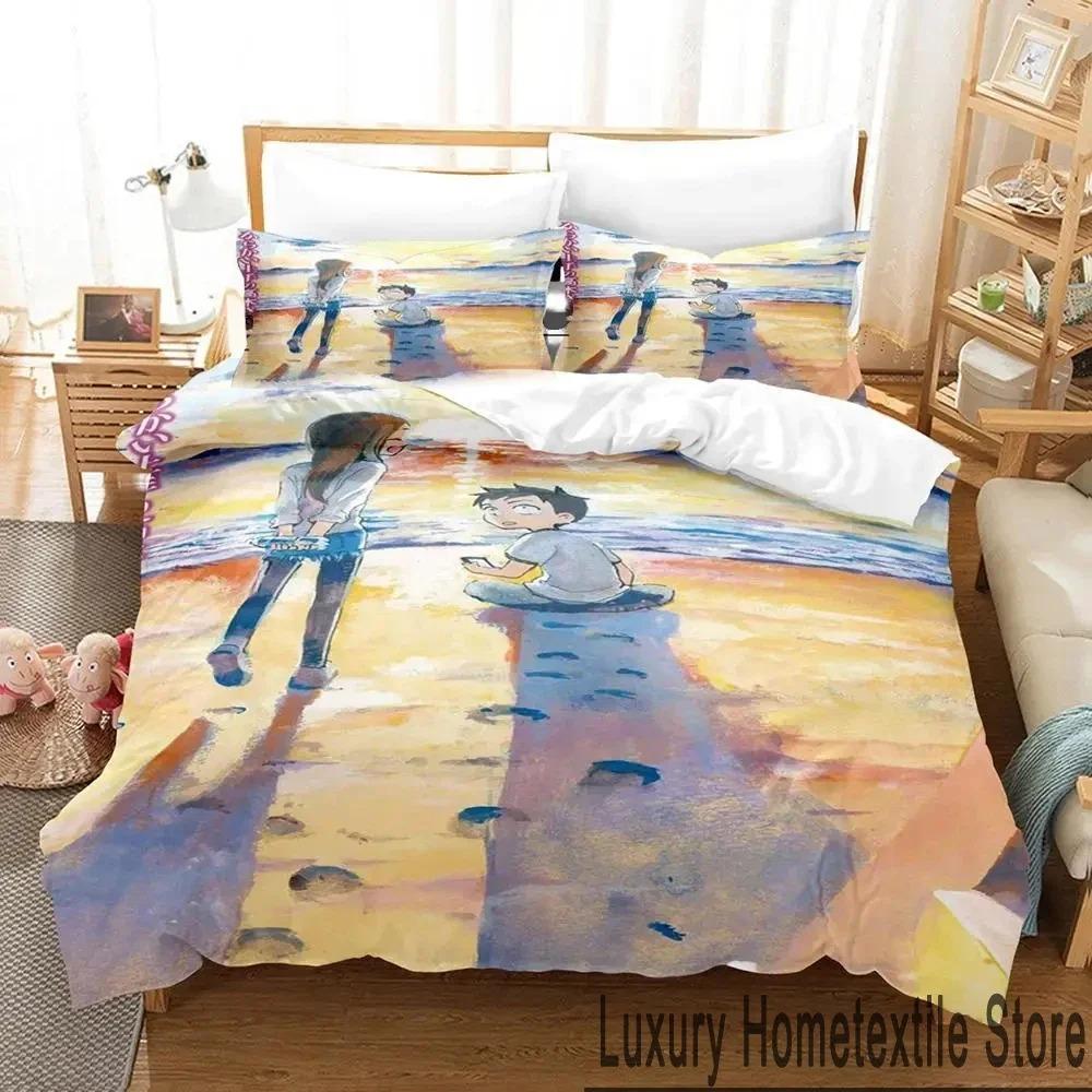 Anime Teasing Master Takagi-san Bedding Set 3D Duvet Cover Bed Set Quilt Cover Pillowcase Comforter King Queen Size Boys Adult