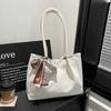Women Comfortable Simple Shoulder Bag Large Capacity  Versatile Texture Storage Bags Fashiable Commuter Handle Bag with Scarf