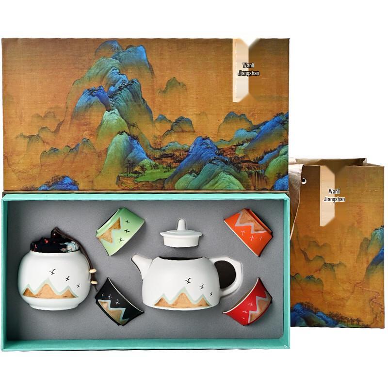 Qianli Jiangshan Dehua Ceramic Tea Set