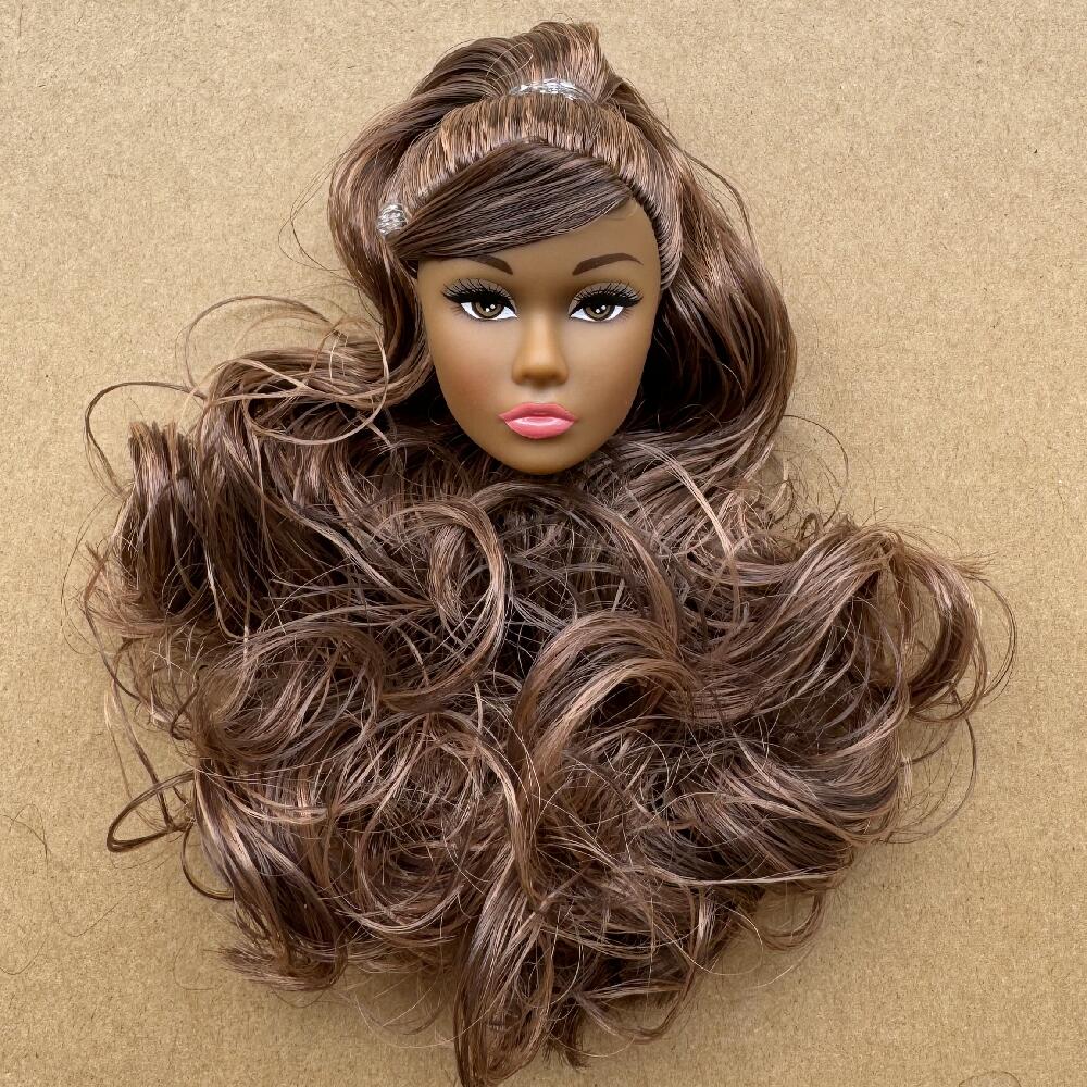 Vintage 1/6 PP Face Mold Doll Heads Fashion Doll Head With Pony Tail Hair Bang Make Up DIY Toy Parts Girls Birthday Gifts